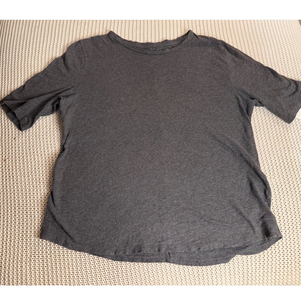 Eileen Fisher Women Medium Charcoal Gray Short Sleeve Crew Neck T-Shirt Top